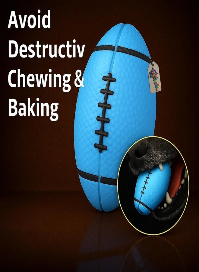Western Era Rugby Ball Shaped Dog Chew Toy | Squeaky Textured Fetch Toy for Dogs & Puppies | Durable Rubber Pet Toy for Teething, Dental Cleaning & Interactive Play | Safe for Indoor Outdoor Use - Image 4